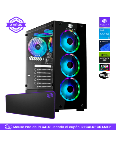 Pc Snake Gamer Cobra Black V3 Intel Core I5-12400F, RTX 4060, 16GB RAM + 1TB SSD, WiFi, Windows 11 Pro