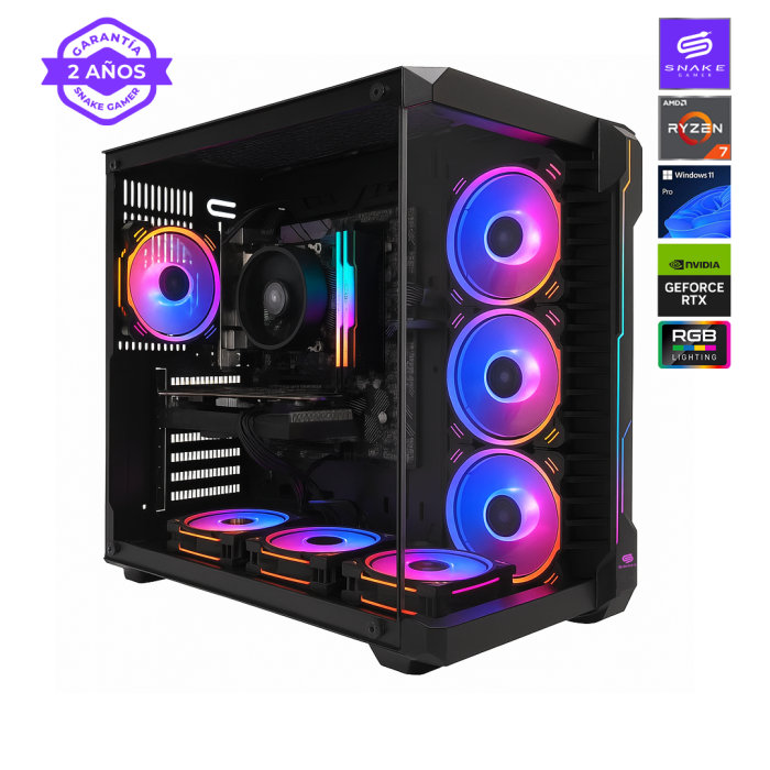 PC Gamer Black Mamba Ryzen 7-5700 16GB Ram, 512 GB SSD, RTX 4060, W11P | SNAKE GAMER