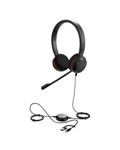 Audífono Jabra Evolve Duo 20 MS Stereo USB-C/A con Micrófono y Cancelación de Ruido