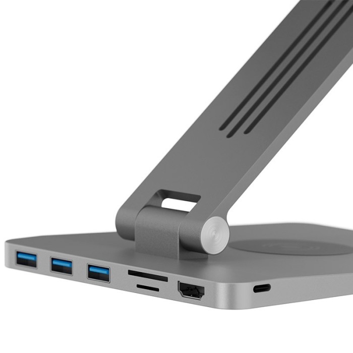 Soporte Notebook Klip Xtreme 9 en 1 HDMI/ USB C/ Inalámbrica/ Aluminio Gris