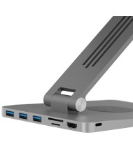 Soporte Notebook Klip Xtreme 9 en 1 HDMI/ USB C/ Inalámbrica/ Aluminio Gris
