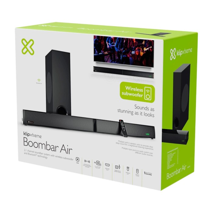 BARRA DE SONIDO KLIP XTREME 200W 2.1 BLUETOOTH Y BAJO DE 5,25"