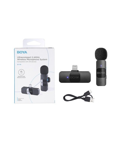 Microfono Boya Ultra Compacto Portable 2.4GHz Lightning Iphone Negro