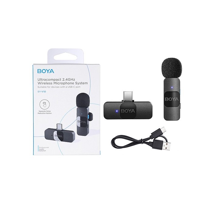 Microfono Boya Ultra Compacto Portable 2.4GHz USB tipo C Android Negro