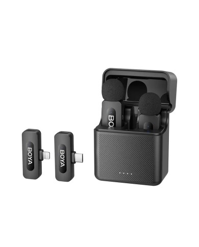 Micrófono Doble Boya BY-V3 Con Cancelación de Ruido USB C Y Lightning Negro