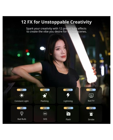 Luz de Tubo 20W RGB Portátil, Batería Recargable y Control Remoto, Ulanzi UA20