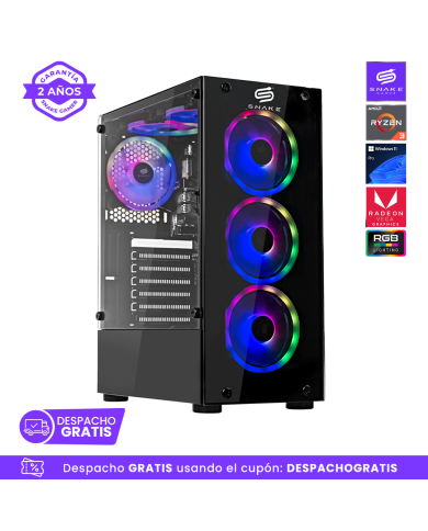 Pc Snake Gamer Vibora Black V0 AMD Ryzen 3 3200G, 16GB RAM + 256GB SSD, Windows 11 Pro