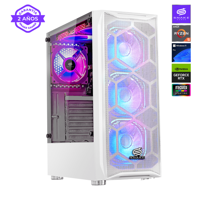 Pc Snake Gamer Vibora White V3 AMD Ryzen 5 5600GT, RTX 3050, 16GB RAM + 512GB SSD, Windows 11 Pro Pc Snake Gamer Vibora White V3 AMD Ryzen 5 5600GT, RTX 3050, 16GB RAM + 512GB SSD, Windows 11 Pro