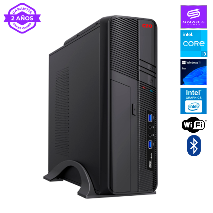 PC de Oficina Snake V7 Intel Core i3-12100 8GB Ram, 256GB SSD, WiFi + Bluetooth, Windows 11 Pro