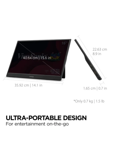 Monitor portátil  ViewSonic 15.6" 1080p IPS con USB-C y mini HDMI (VA1653)