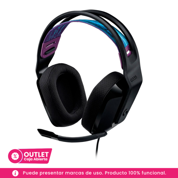 Audífonos Gamer Logitech G335 Alámbrico, conector 3.5mm Negro (CAJA ABIERTA)