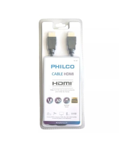 Cable Hdmi 1.8mts Philco Full Hd V1.4 Negro