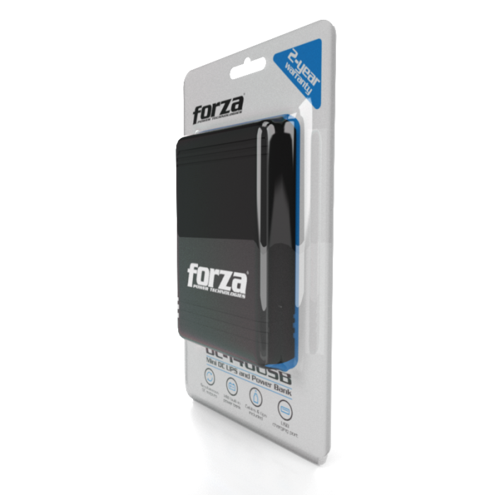 Mini UPS Forza 24W DC-140USB USB, Salidas 5V/9V/12VCC, NEMA 1-15P Portátil