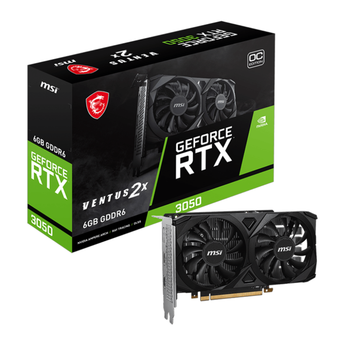 Tarjeta de Video MSI NVIDIA GeForce RTX™ 3050 VENTUS 2X 6G OC, 6GB GDDR6, 96-bit, Low Profile