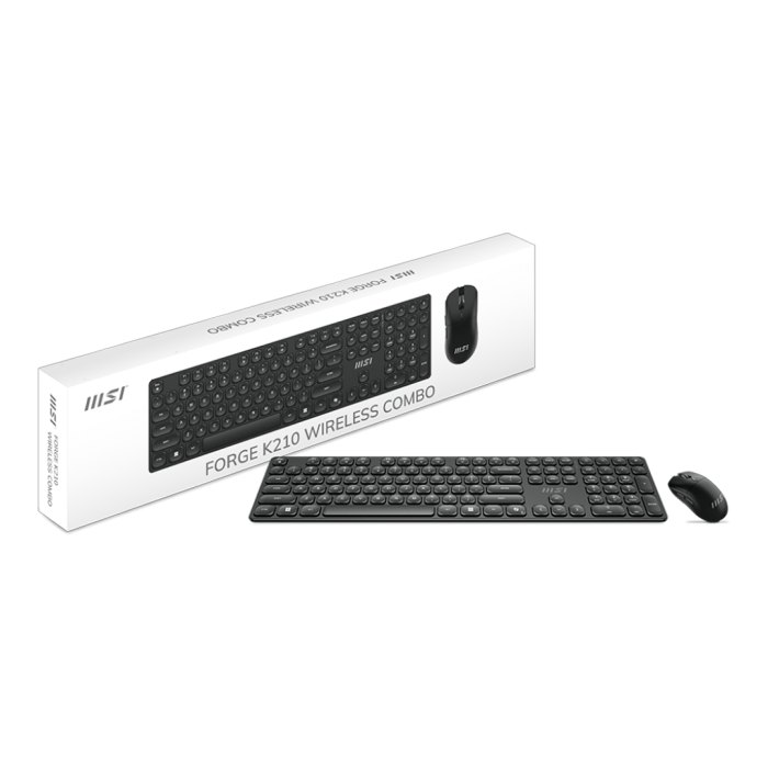 Combo Teclado y Mouse Inalámbrico MSI FORGE K210 Perfil bajo, Dongle USB, Recargable