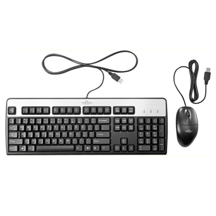 Combo Teclado Mouse Alámbrico HP 631341-B21 Teclado Inglés Mouse Optico USB Negro