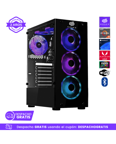 Pc Snake Gamer Vibora Black V11 AMD Ryzen 5 8500G, 16GB RAM + 512GB SSD, Wifi + Bluetooth,  Windows 11 Pro