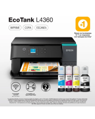 Impresora Multifuncional Epson EcoTank L4360, 15 ppm/negro, 8 ppm/color, Wi-Fi, USB 2.0, Dúplex (C11CL41303)