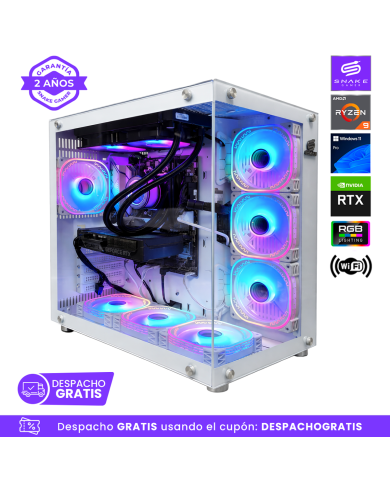 PC Snake Gamer White Mamba Ryzen 9 7900X, RTX 5060 Ti, 32GB RAM + 1TB SSD + 2TB HDD, WiFi, Windows 11Pro