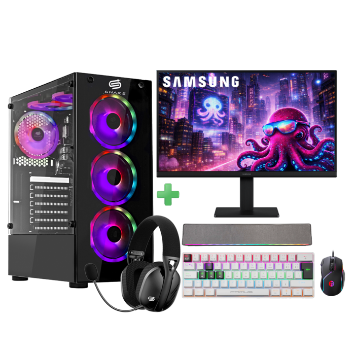 PC Snake Gamer Víbora V2 AMD Ryzen 5 5600GT + Monitor Samsung 22” + Setup Completo