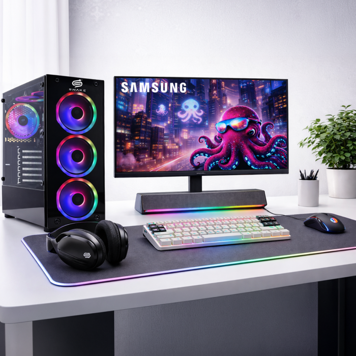 PC Snake Gamer Víbora V0 AMD Ryzen 3 3200G + Monitor Samsung 22” + Setup Completo