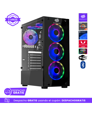Pc Snake Gamer Vibora Black V2 AMD Ryzen 5 5600GT, 16GB RAM + 512GB SSD, Wifi + Bluetooth,  Windows 11 Pro
