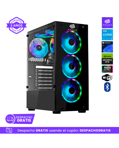 Pc Snake Gamer Cobra Black V4 Intel Core I5-12400F, RTX 3050, 16GB RAM + 512GB SSD, Wifi + Bluetooth,  Windows 11 Pro