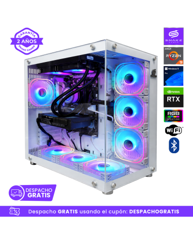 PC Snake Gamer White Mamba Ryzen 9 7900X, RTX 5060 Ti, 32GB RAM + 1TB SSD + 2TB HDD, Wifi + Bluetooth, Windows 11Pro