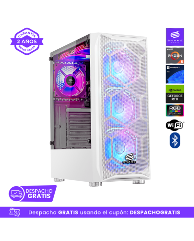 Pc Snake Gamer Vibora White V3 AMD Ryzen 5 5600GT, RTX 3050, 16GB RAM + 512GB SSD, Wifi + Bluetooth,  Windows 11 Pro