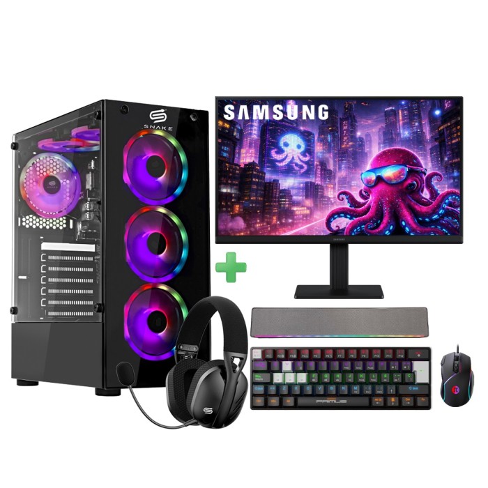 PC Snake Gamer Víbora V2 AMD Ryzen 5 5600GT + Monitor Samsung 22” + Setup Completo