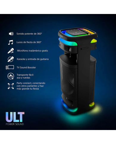Parlante Sony ULT Tower 10 SRS-ULT1000 Bluetooth luces de fiesta 360° y Karaoke
