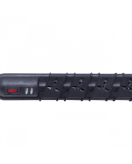 Alargador múltiple con 5 tomas y 2 puertos USB, cable de 5 metros