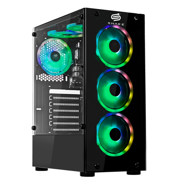 Pc Snake Gamer Vibora Black V12 AMD Ryzen 5 5500, GT 1030, 8GB RAM + 256GB SSD, Windows 11 Pro