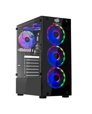 Gabinete Snake Gamer Gariba Black, Vidrio Templado, Mid-tower