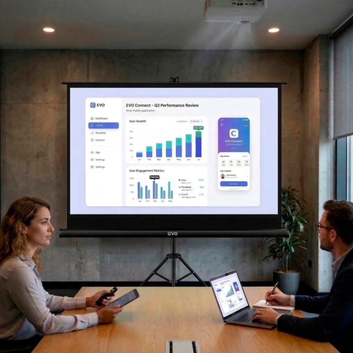 Telón Mural de Proyector Portátil, 100 pulgadas, 200 x 150 cm, Levo