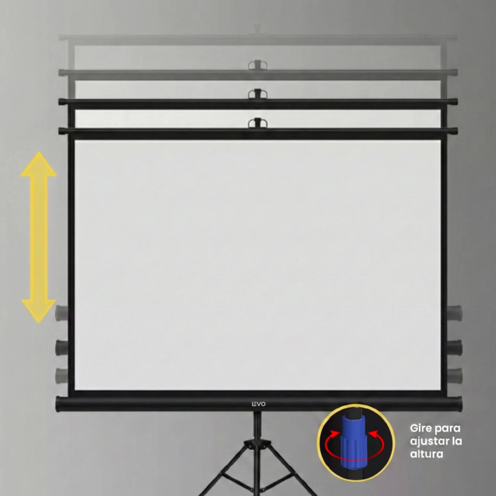 Telón Mural de Proyector Portátil, 100 pulgadas, 200 x 150 cm, Levo