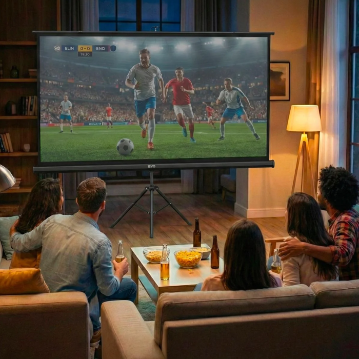 Telón Mural de Proyector Portátil, 100 pulgadas, 200 x 150 cm, Levo