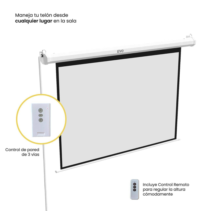 Telón Eléctrico LEVO 100" con Control, 200x152 cm, Formato 4:3