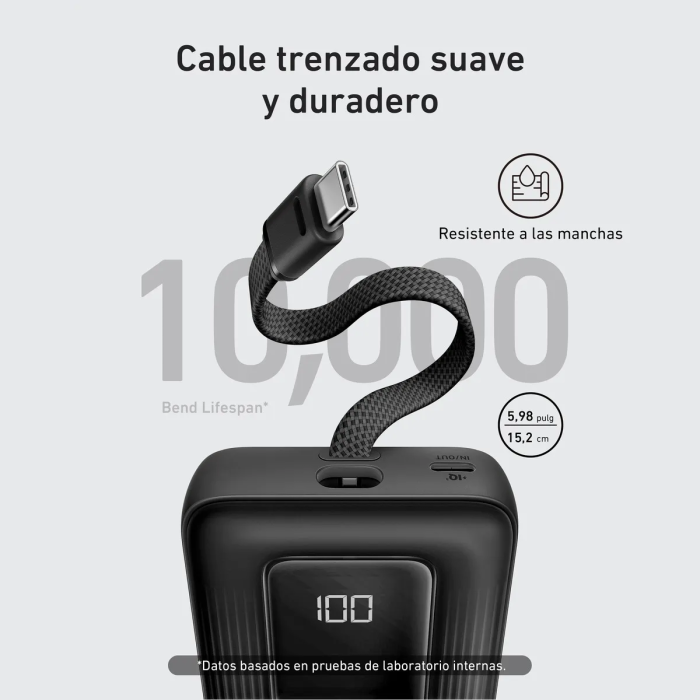 Cargador Portátil Power Bank Anker Zolo Negro 20.000mAh 30W USB-C Carga Rápida (A1689H11)