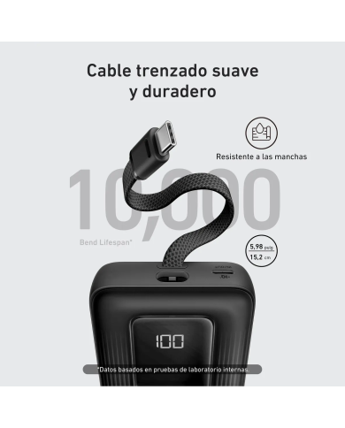 Cargador Portátil Power Bank Anker Zolo Blanco 20.000mAh 30W USB-C Carga Rápida (A1689H21)