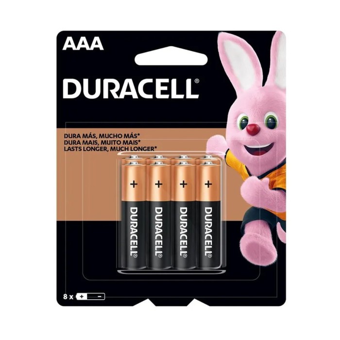 Pilas Duracell AAA 8 Unidades | Alcalinas Larga Duración