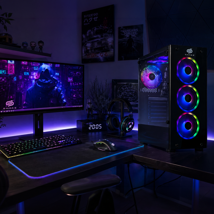 Gabinete Snake Gamer Gariba Black, Vidrio Templado, Mid-tower