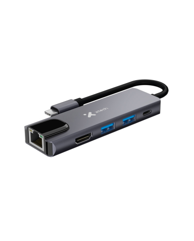 Hub USB-C Xtech XTC-572 5 en 1 HDMI 4K Ethernet Gigabit PD 100W