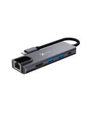 Hub USB-C Xtech XTC-572 5 en 1 HDMI 4K Ethernet Gigabit PD 100W
