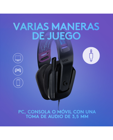 Audífonos Gamer Logitech G335 Alámbrico, conector 3.5mm Negro (981-000977)