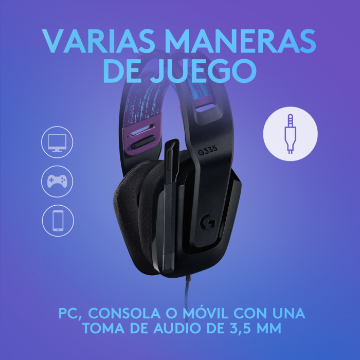 Audífonos Gamer Logitech G335 Alámbrico, conector 3.5mm Negro (981-000977)