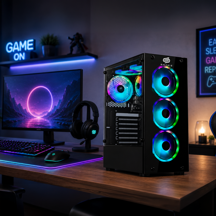 Pc Snake Gamer Cobra Black V4 Intel Core I5-12400F, RTX 3050, 16GB RAM + 512GB SSD, Windows 11 Pro