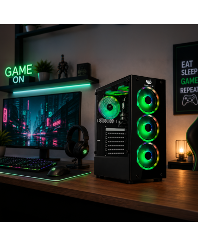 Pc Snake Gamer Vibora Black V12 AMD Ryzen 5 5500, GT 1030, 8GB RAM + 256GB SSD, Windows 11 Pro