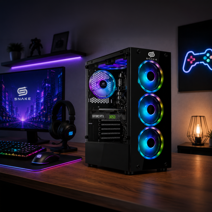 Pc Snake Gamer Vibora Black V3 AMD Ryzen 5 5600GT, RTX 3050, 16GB RAM + 512GB SSD, Wifi + Bluetooth,  Windows 11 Pro