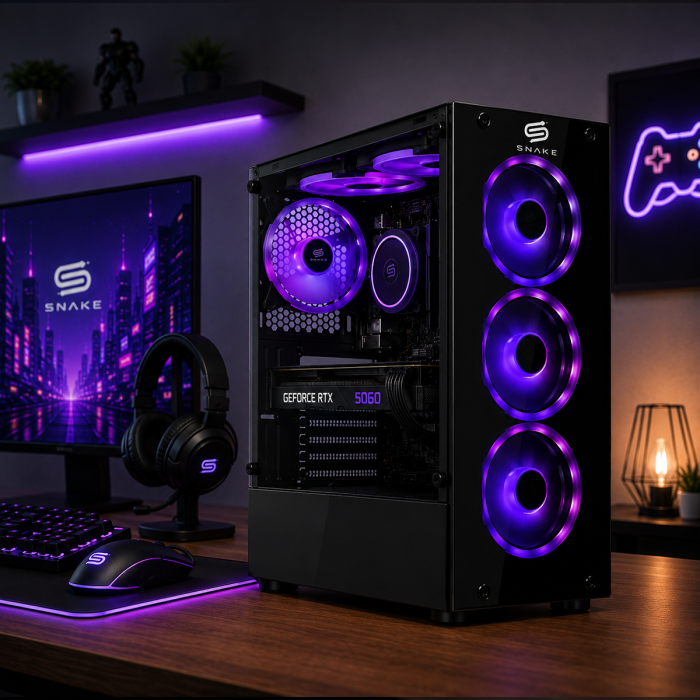 Pc Snake Gamer Vibora Black V9 AMD Ryzen 7 5700, RTX 5060, 16GB RAM + 1TB SSD, Wifi + Bluetooth, Windows 11 Pro